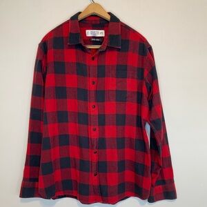 North Hudson Outfitters Cotton Red and Black Plaid Shirt Size Large academia